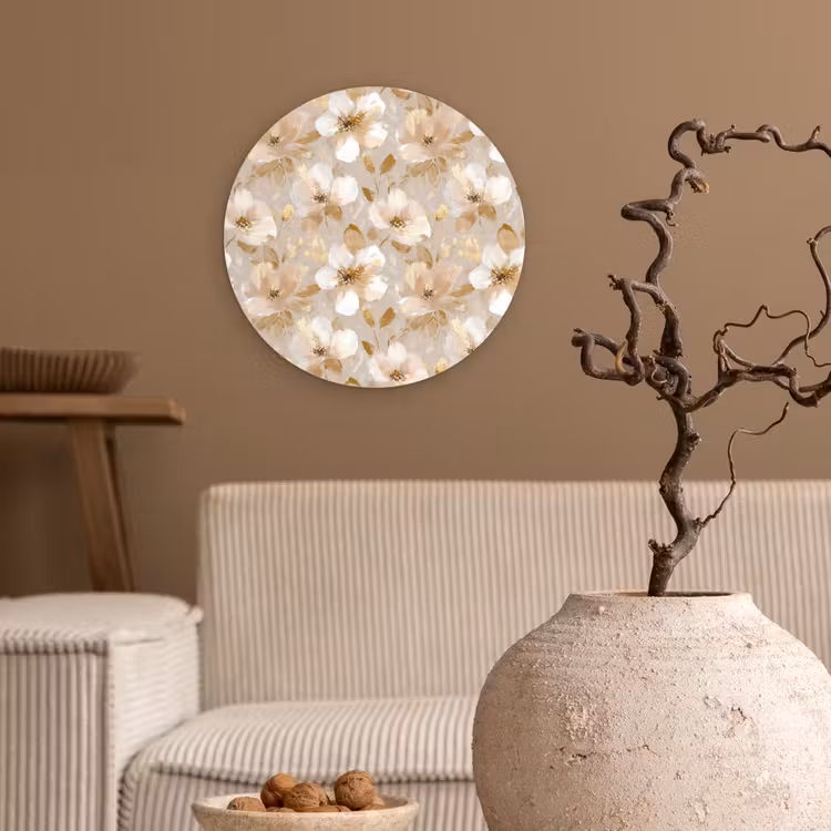 Bloemen - artistiek - Goud Wandcirkel kunststof plaat 5mm dik klein 188 -sfeer1