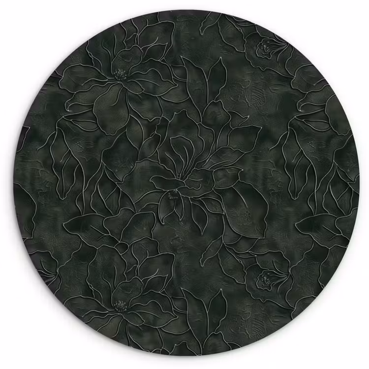 Bloemen - Lijnen - Groen Wandcirkel kunststof plaat 5mm dik klein 188 -3d