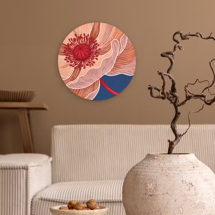 Forexbild Rund - Blumen – Modern – Abstrakt - Bloemen - Modern - Abstract Wandcirkel kunststof plaat 5mm dik klein
