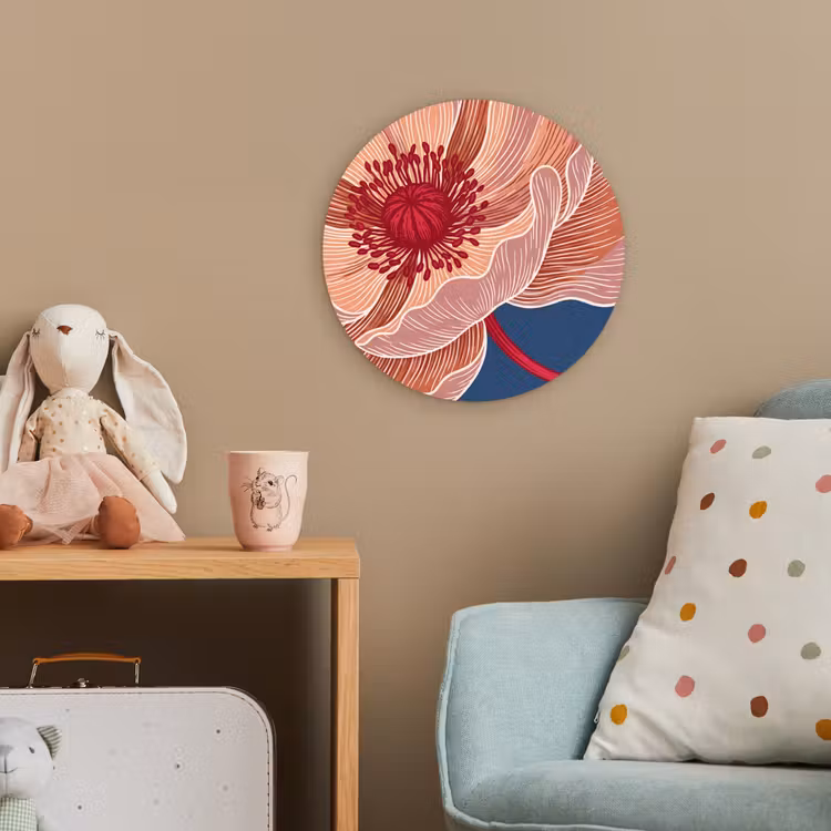 Forexbild Rund - Blumen – Modern – Abstrakt - Bloemen - Modern - Abstract Wandcirkel kunststof plaat 5mm dik klein