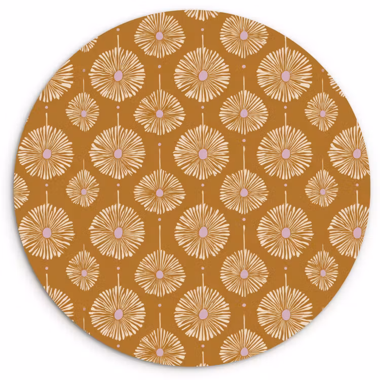 Bloemen - Modern - Oker Wandcirkel kunststof plaat 5mm dik klein 188 -3d