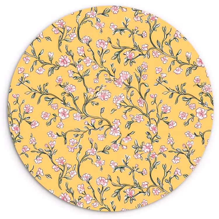 Bloemen - Motief - Geel Wandcirkel kunststof plaat 5mm dik klein 188 -3d