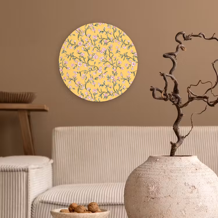 Bloemen - Motief - Geel Wandcirkel kunststof plaat 5mm dik klein 188 -sfeer1