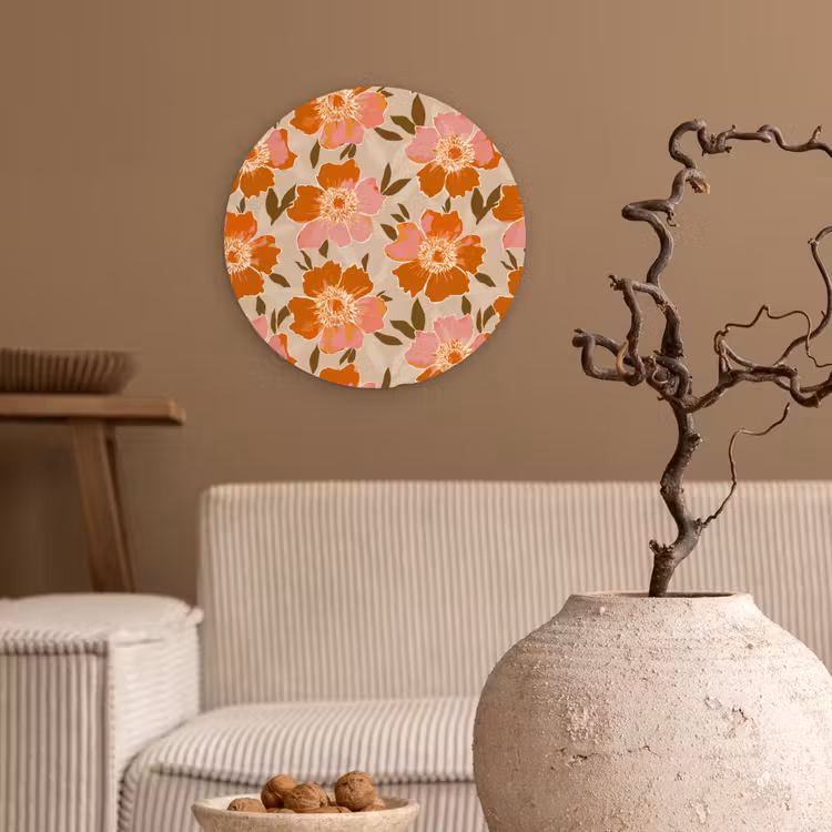 Bloemen - Motief - Retro Wandcirkel kunststof plaat 5mm dik klein 188 -sfeer1