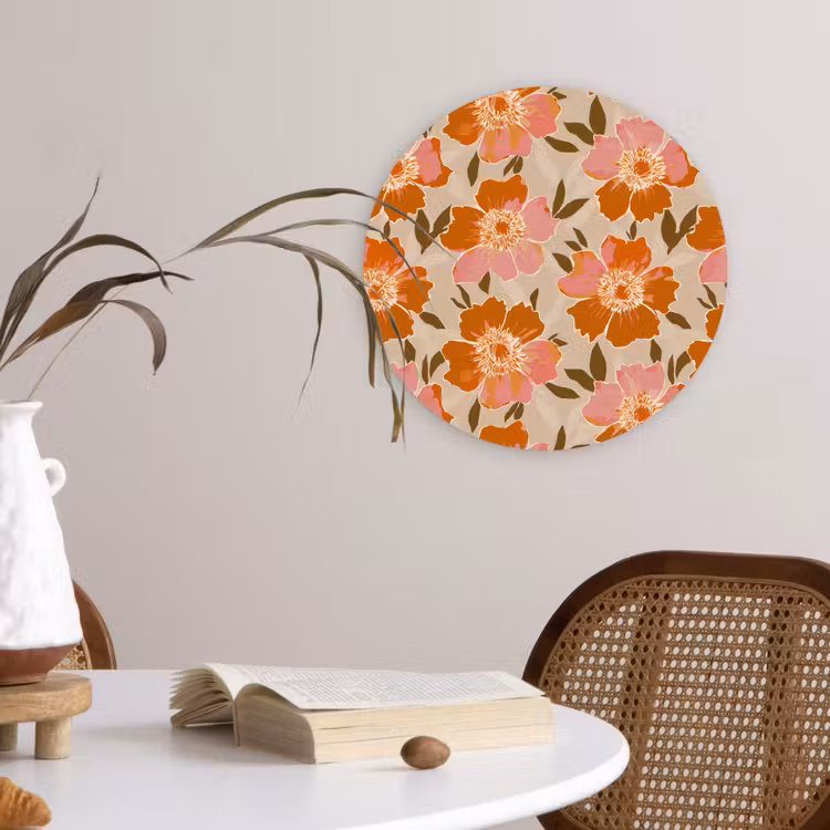 Bloemen - Motief - Retro Wandcirkel kunststof plaat 5mm dik klein 188 -sfeer4