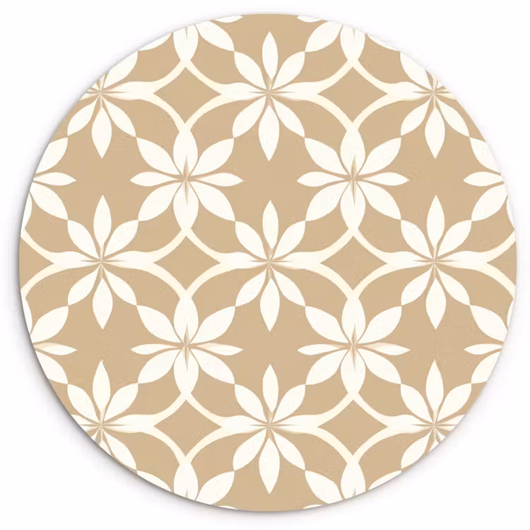 Bloemen - Patroon - Beige Wandcirkel kunststof plaat 5mm dik klein 188 -3d