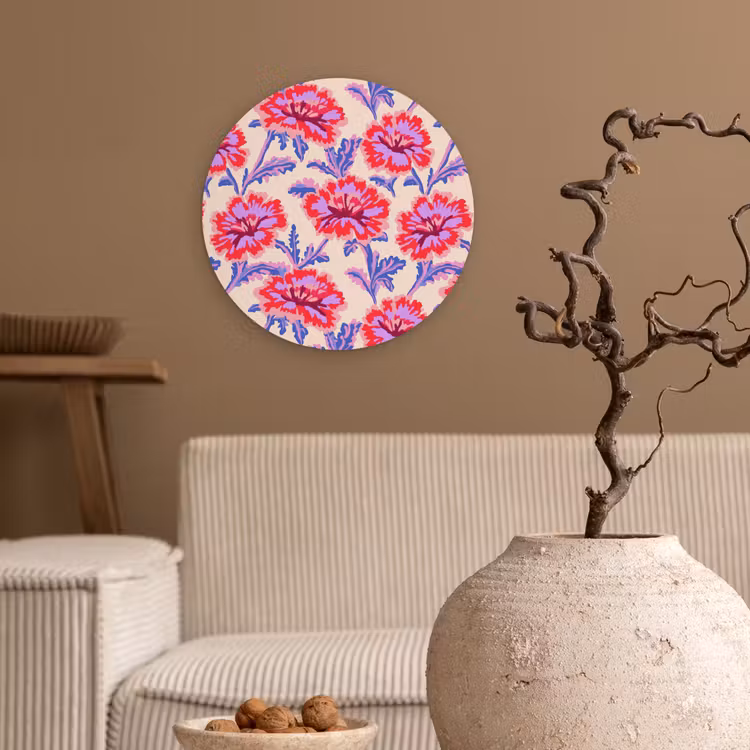 Bloemen - Patroon - Meerkleurig Wandcirkel kunststof plaat 5mm dik klein 188 -sfeer1