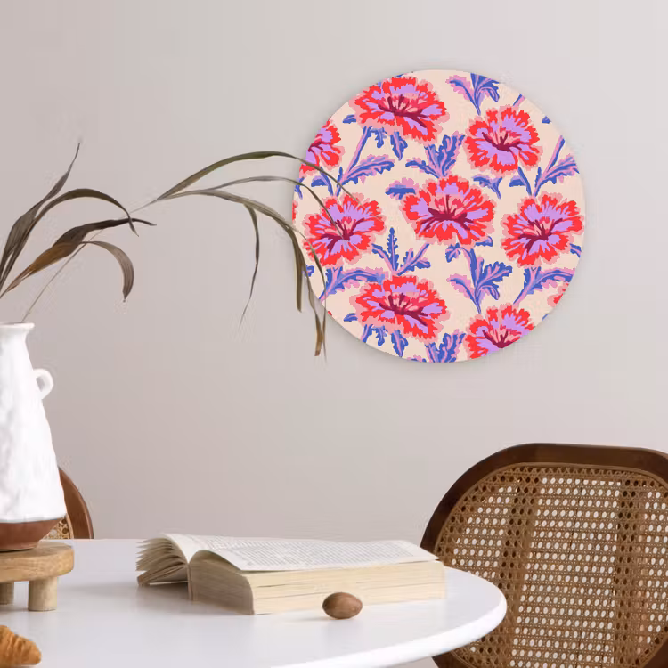 Bloemen - Patroon - Meerkleurig Wandcirkel kunststof plaat 5mm dik klein 188 -sfeer4