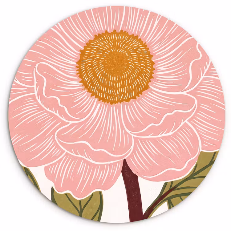 Forexbild Rund - Blumen – Rosa – Illustration - Bloemen - Roze - Illustratie Wandcirkel kunststof plaat 5mm dik klein