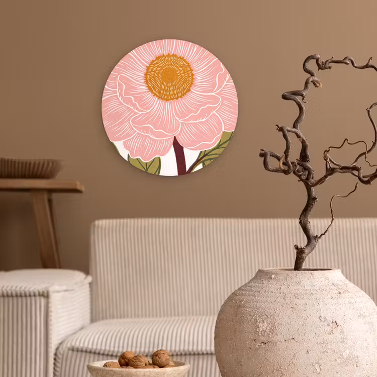 Forexbild Rund - Blumen – Rosa – Illustration - Bloemen - Roze - Illustratie Wandcirkel kunststof plaat 5mm dik klein