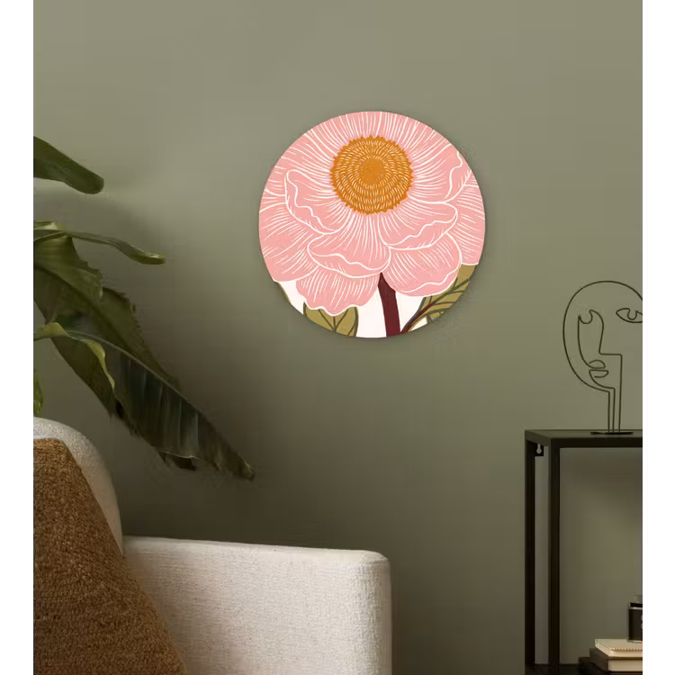 Forexbild Rund - Blumen – Rosa – Illustration - Bloemen - Roze - Illustratie Wandcirkel kunststof plaat 5mm dik klein
