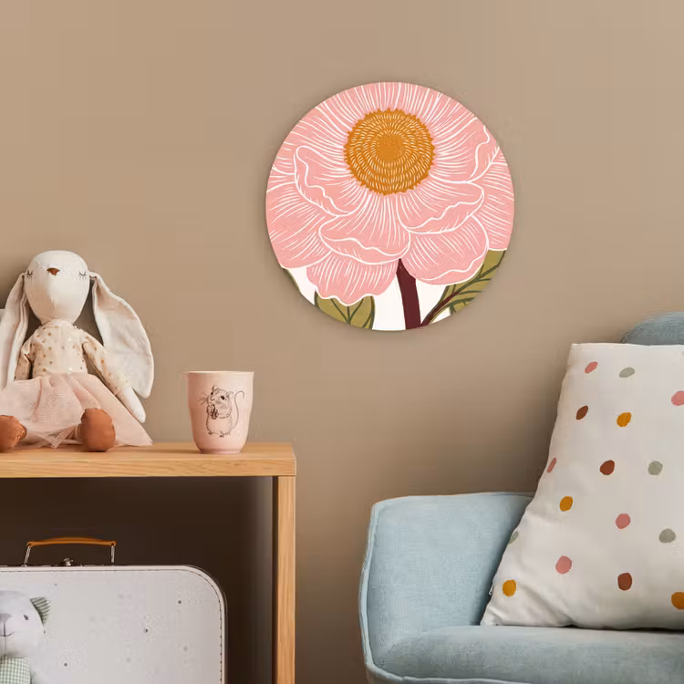 Forexbild Rund - Blumen – Rosa – Illustration - Bloemen - Roze - Illustratie Wandcirkel kunststof plaat 5mm dik klein