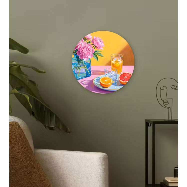 Forexbild Rund - Blumen – Rosa – Modern - Bloemen - Roze - Modern Wandcirkel kunststof plaat 5mm dik klein