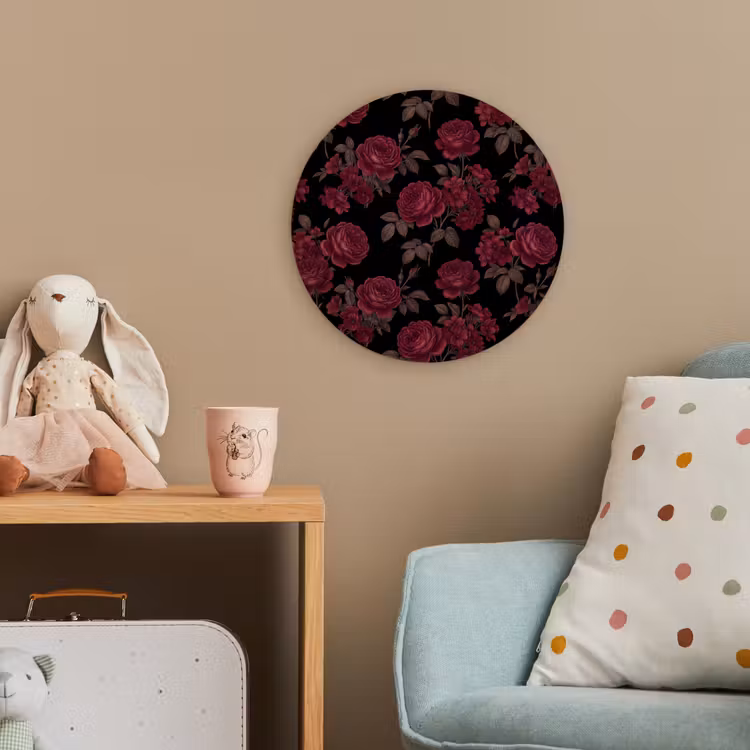 Bloemen - Roos - Patroon - Klassiek - Rood Wandcirkel kunststof plaat 5mm dik klein -tsfeer1_kind