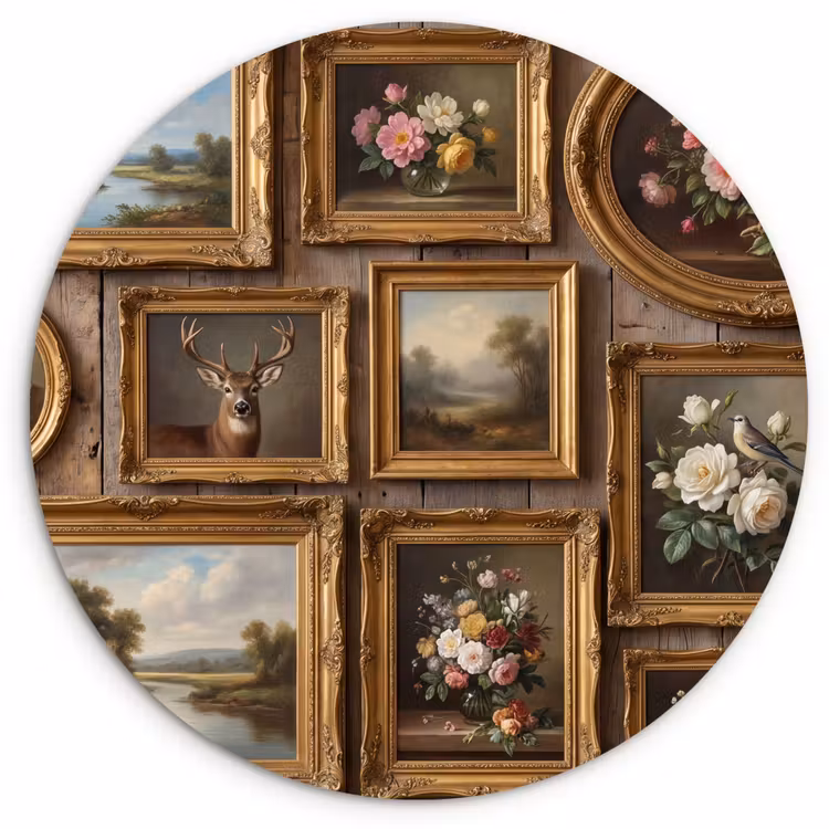Bloemen - Rozen - Klassiek - Vaas - Kleurrijk Wandcirkel kunststof plaat 5mm dik klein -3d