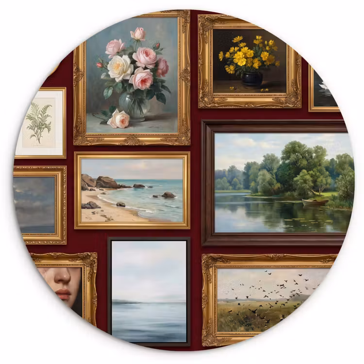 Bloemen - Vaas - Klassiek - Kunst - Rood Wandcirkel kunststof plaat 5mm dik klein -3d