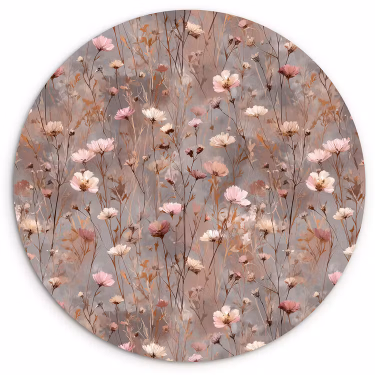 Bloemen - Wild - Pastel Wandcirkel kunststof plaat 5mm dik klein 188 -3d