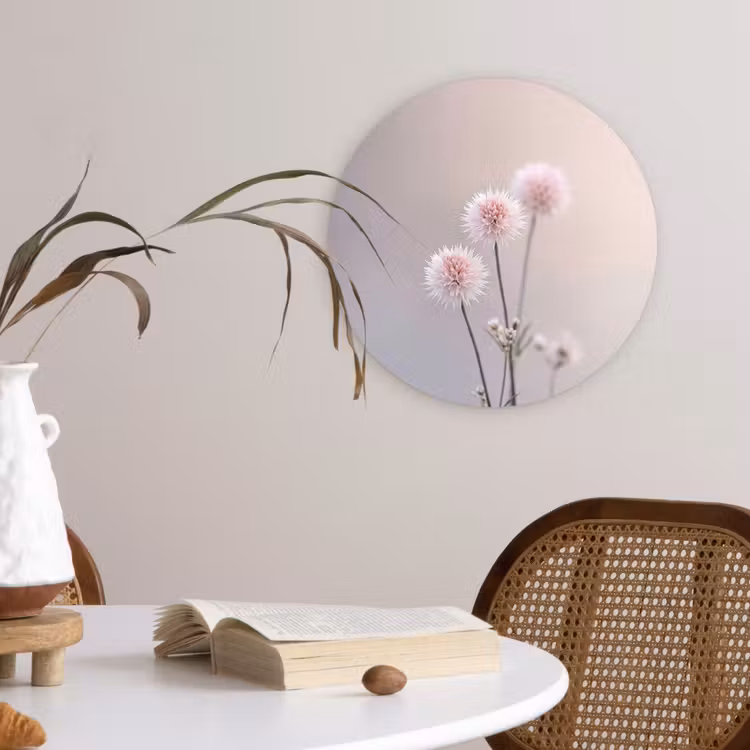 Bloemen - Bollen - Roze Wandcirkel kunststof plaat 5mm dik klein -sfeer4