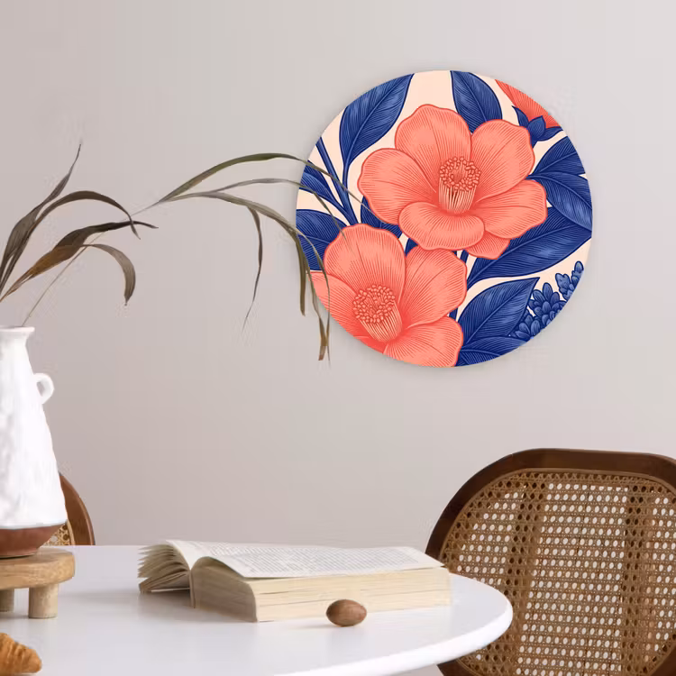 Forexbild Rund - Blüten – Blätter – Botanik - Bloemen - Bladeren - Botanisch Wandcirkel kunststof plaat 5mm dik klein