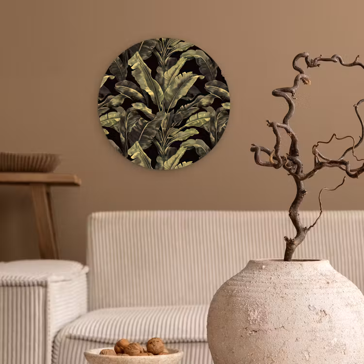 Botanisch - Bladeren - Groen Wandcirkel kunststof plaat 5mm dik klein 188 -sfeer1