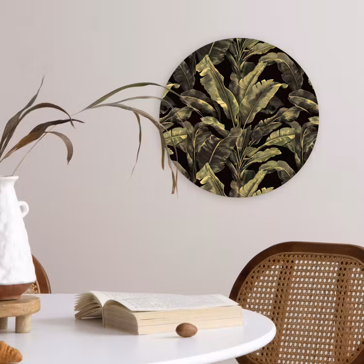 Botanisch - Bladeren - Groen Wandcirkel kunststof plaat 5mm dik klein 188 -sfeer4