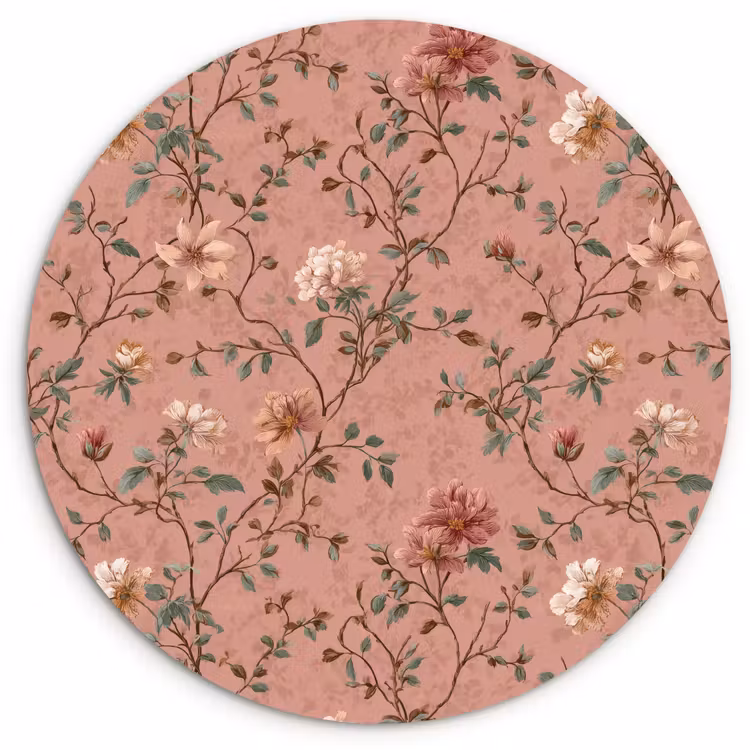 Botanisch - Bloemen - Roze Wandcirkel kunststof plaat 5mm dik klein 188 -3d