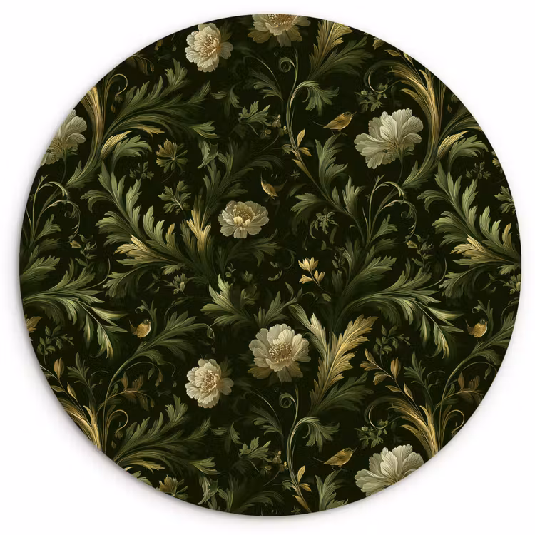 Botanisch - Naadloos - Bloemen Wandcirkel kunststof plaat 5mm dik klein 188 -3d