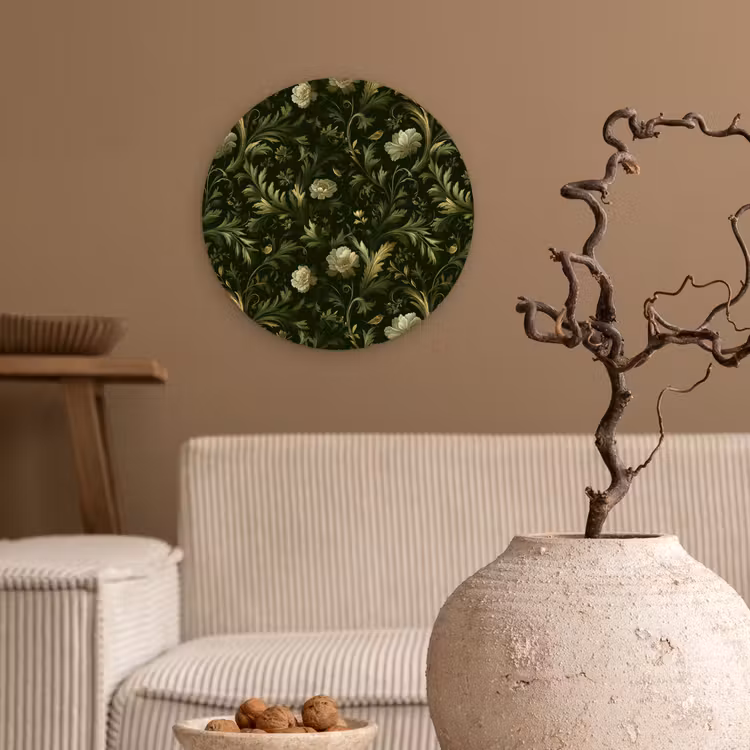 Botanisch - Naadloos - Bloemen Wandcirkel kunststof plaat 5mm dik klein 188 -sfeer1