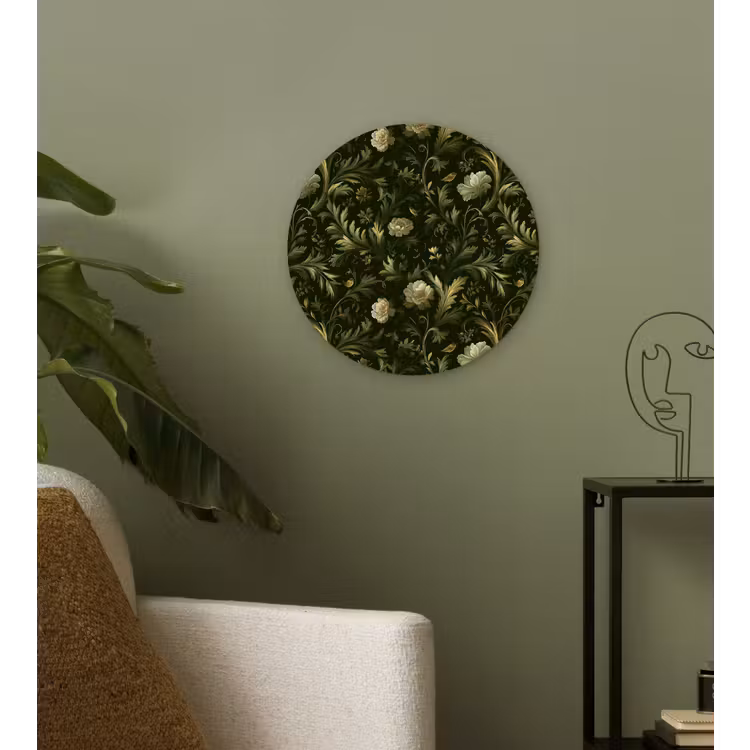 Botanisch - Naadloos - Bloemen Wandcirkel kunststof plaat 5mm dik klein 188 -sfeer3