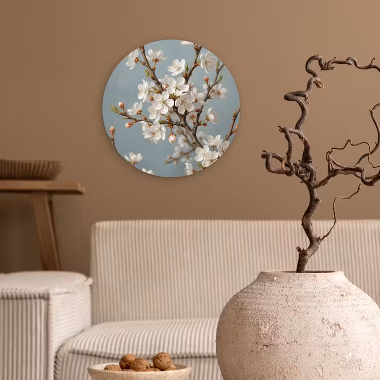 Botanisch - Stilleven - Blauw Wandcirkel kunststof plaat 5mm dik klein -sfeer1