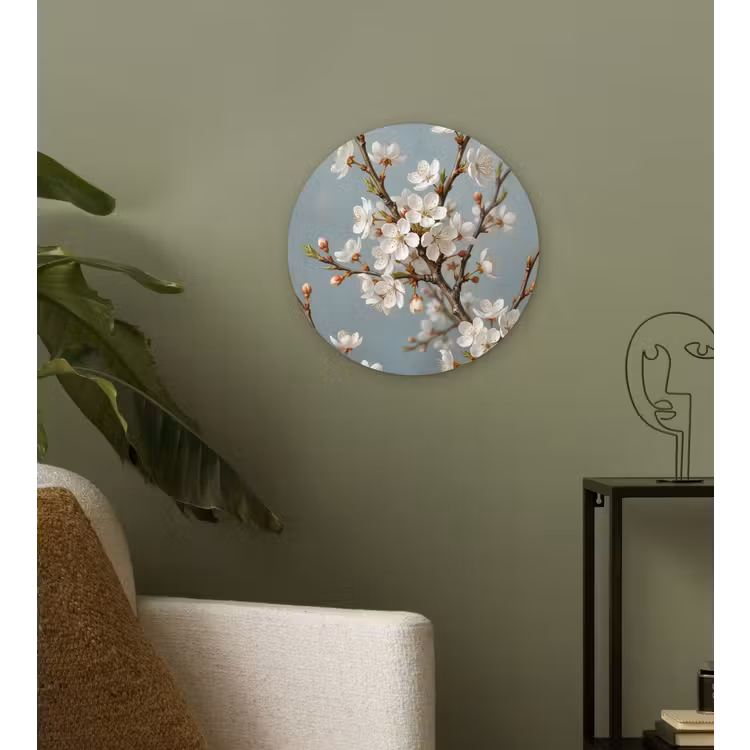 Botanisch - Stilleven - Blauw Wandcirkel kunststof plaat 5mm dik klein -sfeer3