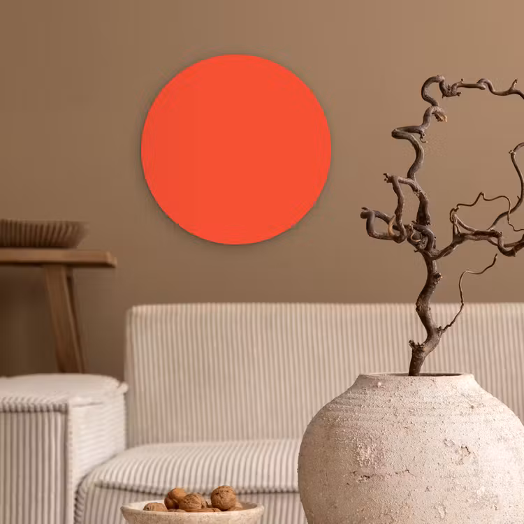 Burnt - Coral - Oranje Wandcirkel kunststof plaat 5mm dik klein 188 -sfeer1