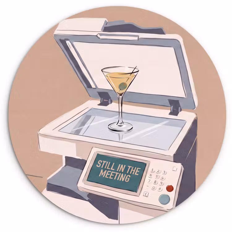 Kantoor - Drank - Humor - Illustratie Wandcirkel kunststof plaat 5mm dik klein -3d