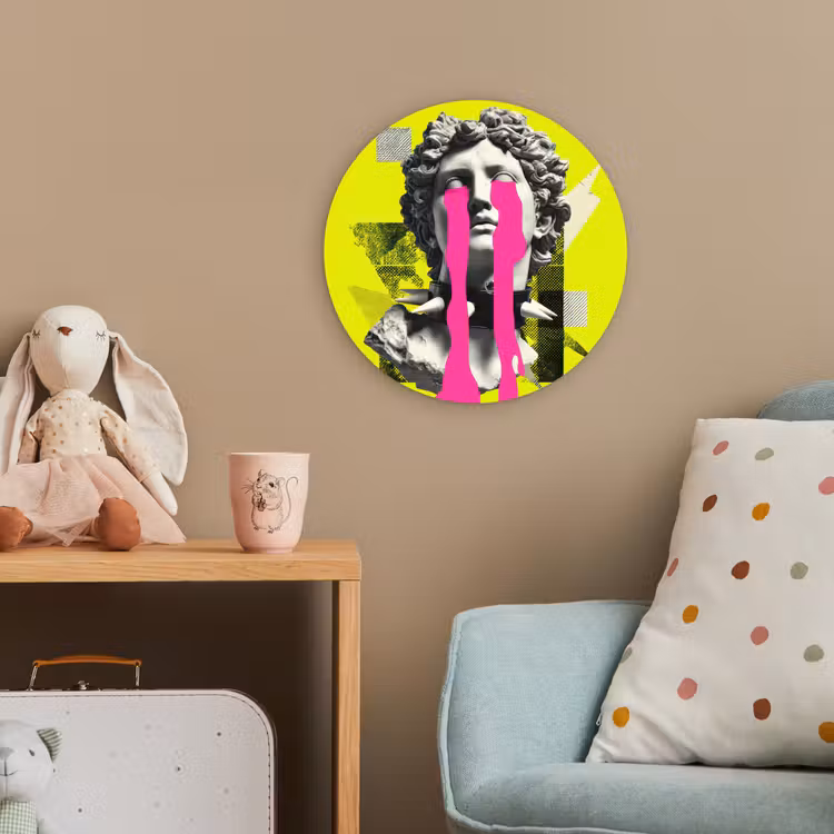 Buste - Verf - Geel Wandcirkel kunststof plaat 5mm dik klein -tsfeer1_kind