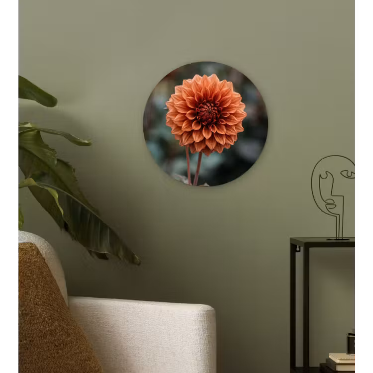 Dahlia - Bloem - Natuur - Sfeervol Wandcirkel kunststof plaat 5mm dik klein -sfeer3