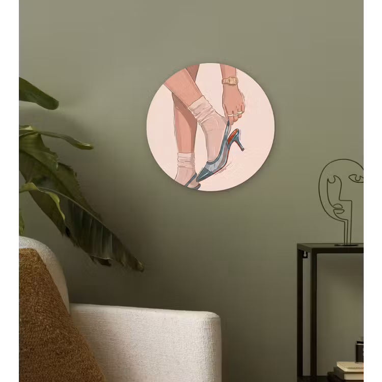 Vrouw - Schoen - Mode - Lifestyle - Groen Wandcirkel kunststof plaat 5mm dik klein -sfeer3