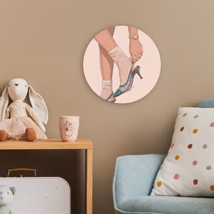 Vrouw - Schoen - Mode - Lifestyle - Groen Wandcirkel kunststof plaat 5mm dik klein -tsfeer1_kind