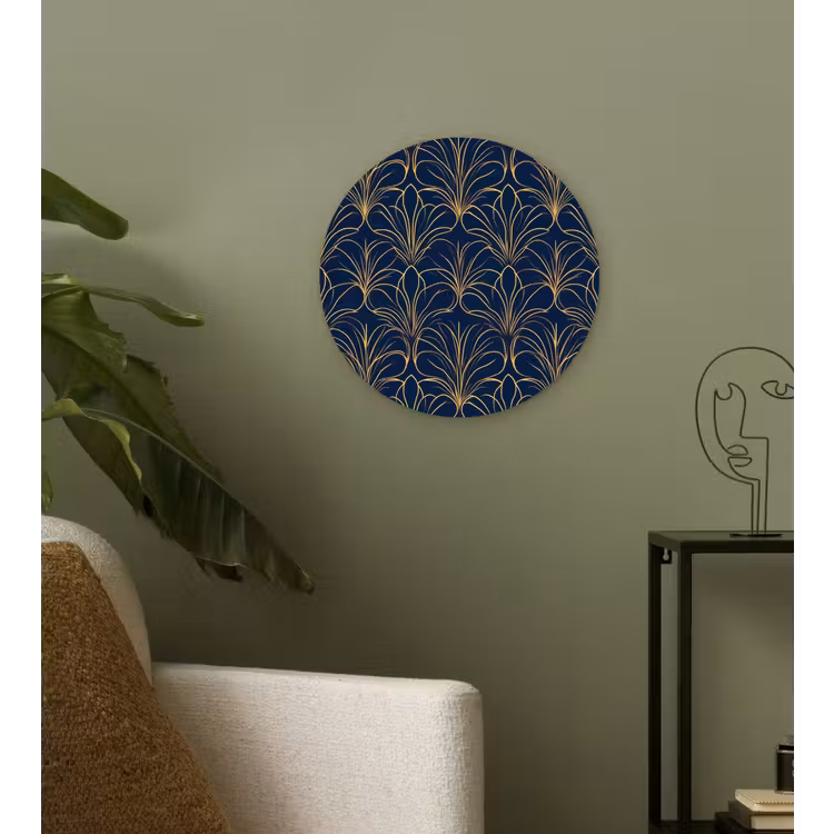 Deco - Waaier - Blauw Wandcirkel kunststof plaat 5mm dik klein 188 -sfeer3
