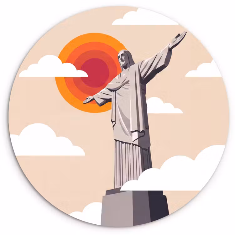 Monument - Stad - Zonsondergang - Minimalistisch - Oranje Wandcirkel kunststof plaat 5mm dik klein -3d