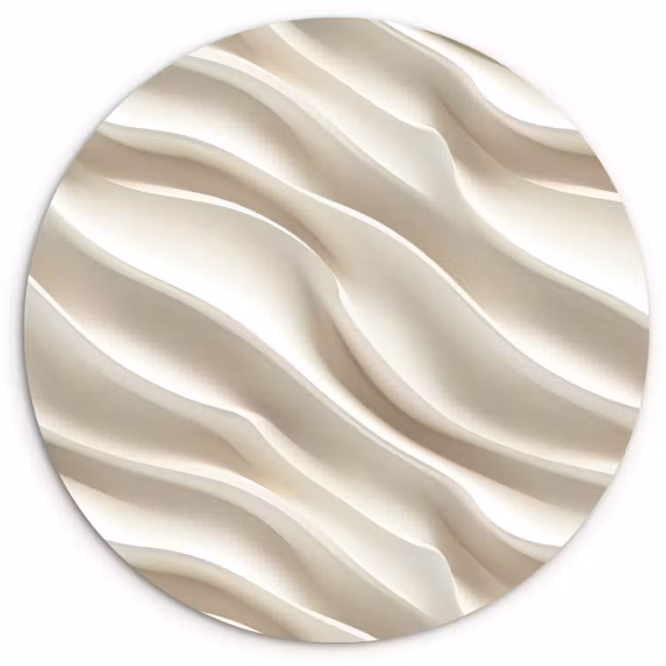 Diagonaal - Golven - Crème Wandcirkel kunststof plaat 5mm dik klein 188 -3d