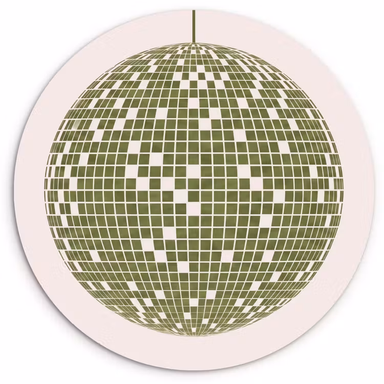 Disco - Bal - Groen - Abstract - Modern Wandcirkel kunststof plaat 5mm dik klein -3d