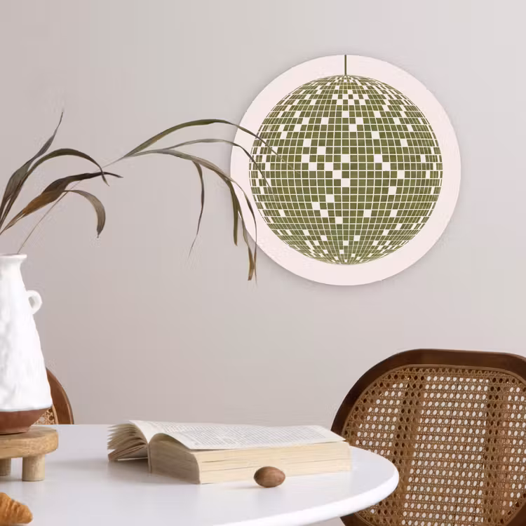 Disco - Bal - Groen - Abstract - Modern Wandcirkel kunststof plaat 5mm dik klein -sfeer4