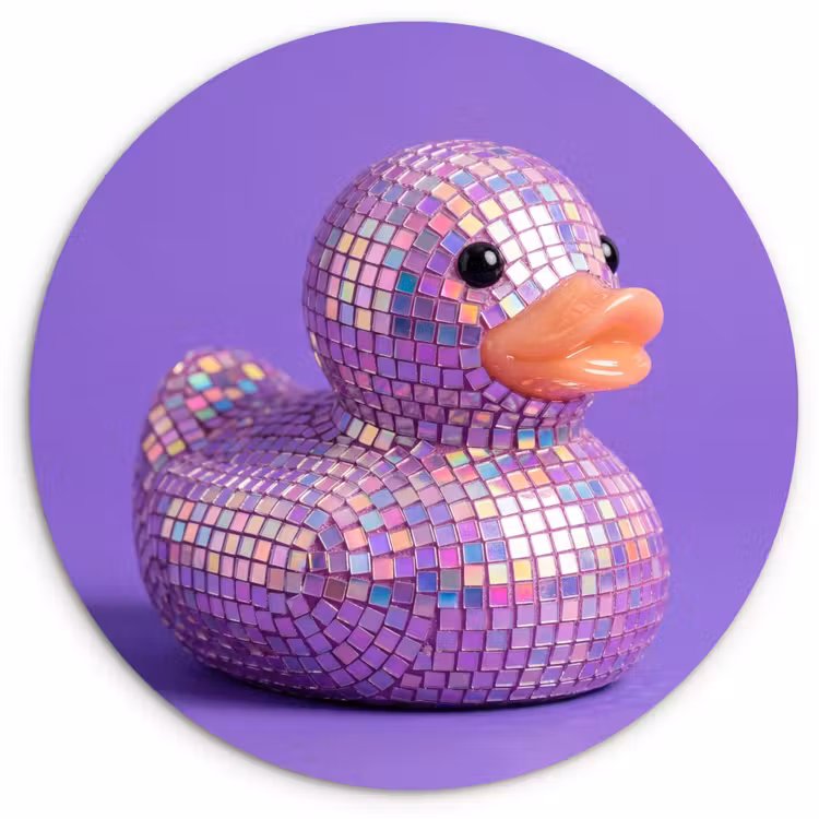 Disco - Eend - Paars Wandcirkel kunststof plaat 5mm dik klein -3d