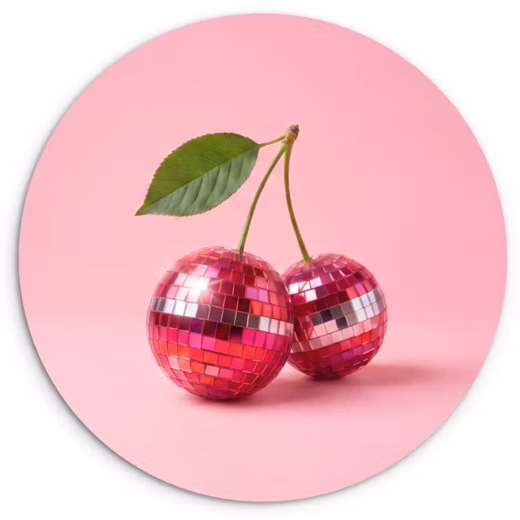 Disco - Kersen - Roze Wandcirkel kunststof plaat 5mm dik klein -3d