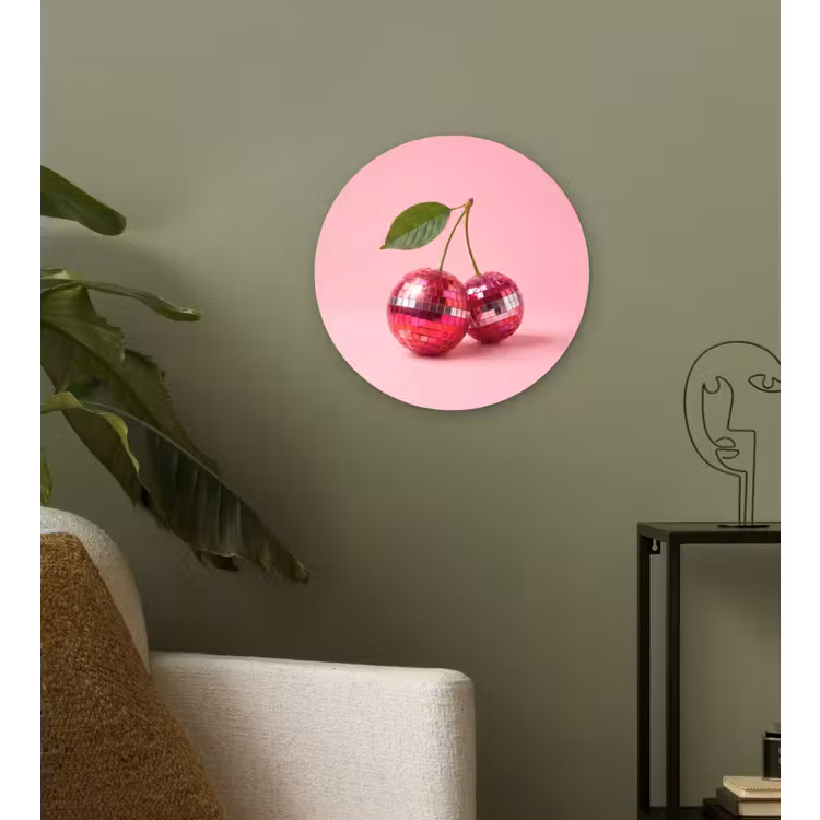 Disco - Kersen - Roze Wandcirkel kunststof plaat 5mm dik klein -sfeer3