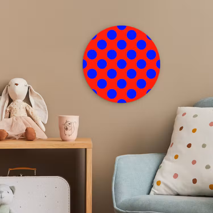 Dots - Klassiek - Rood Wandcirkel kunststof plaat 5mm dik klein 188 -tsfeer1_kind