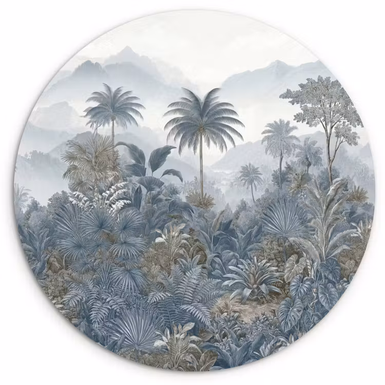 Jungle - Landschap - Blauw Wandcirkel kunststof plaat 5mm dik klein -3d