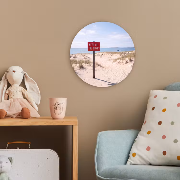 Duin - Bord - Kust - Landschap - Rood Wandcirkel kunststof plaat 5mm dik klein -tsfeer1_kind