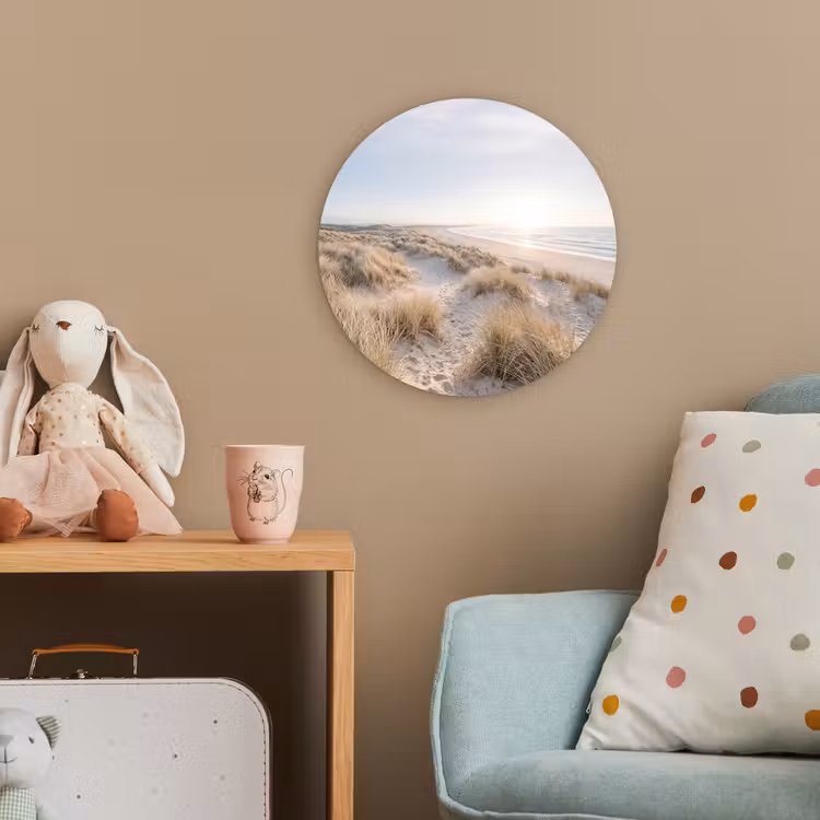Duinen - Strand - Beige Wandcirkel kunststof plaat 5mm dik klein -tsfeer1_kind