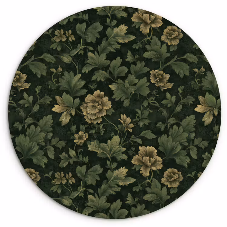 Donker - Groen - Goud - Botanisch Wandcirkel kunststof plaat 5mm dik klein 188 -3d
